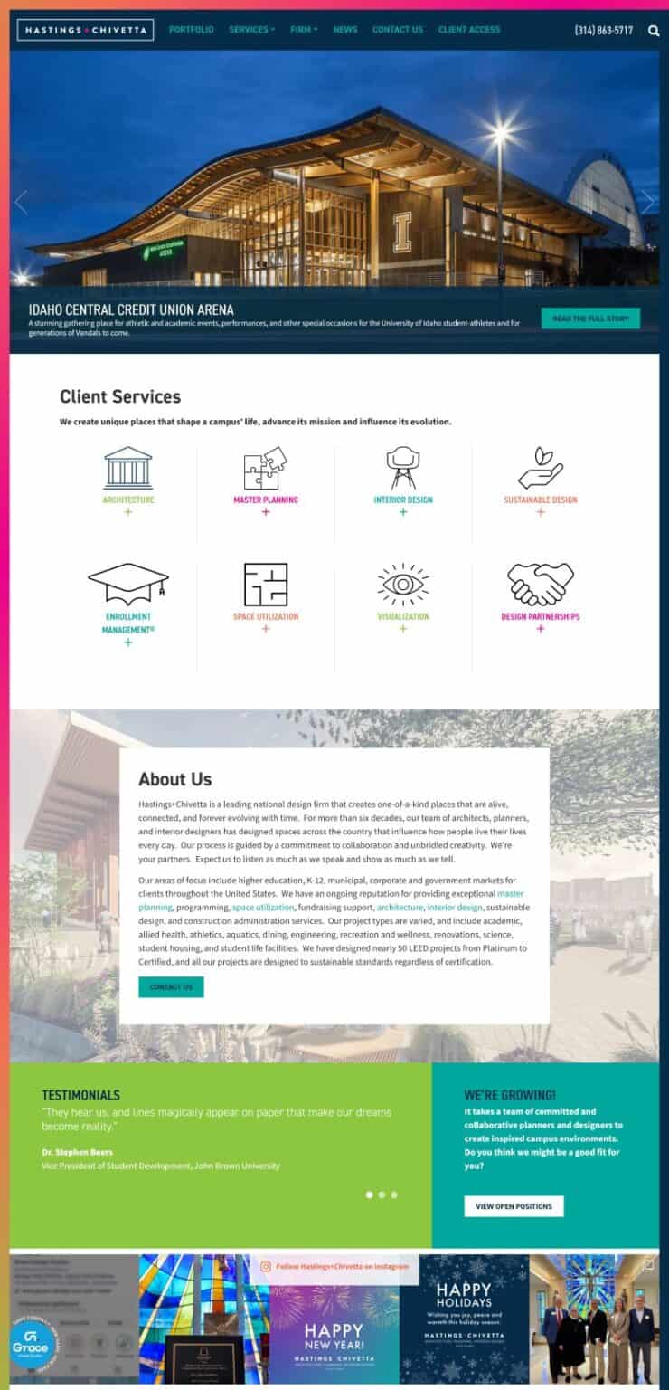 Full screenshot of Hastings+Chivetta website