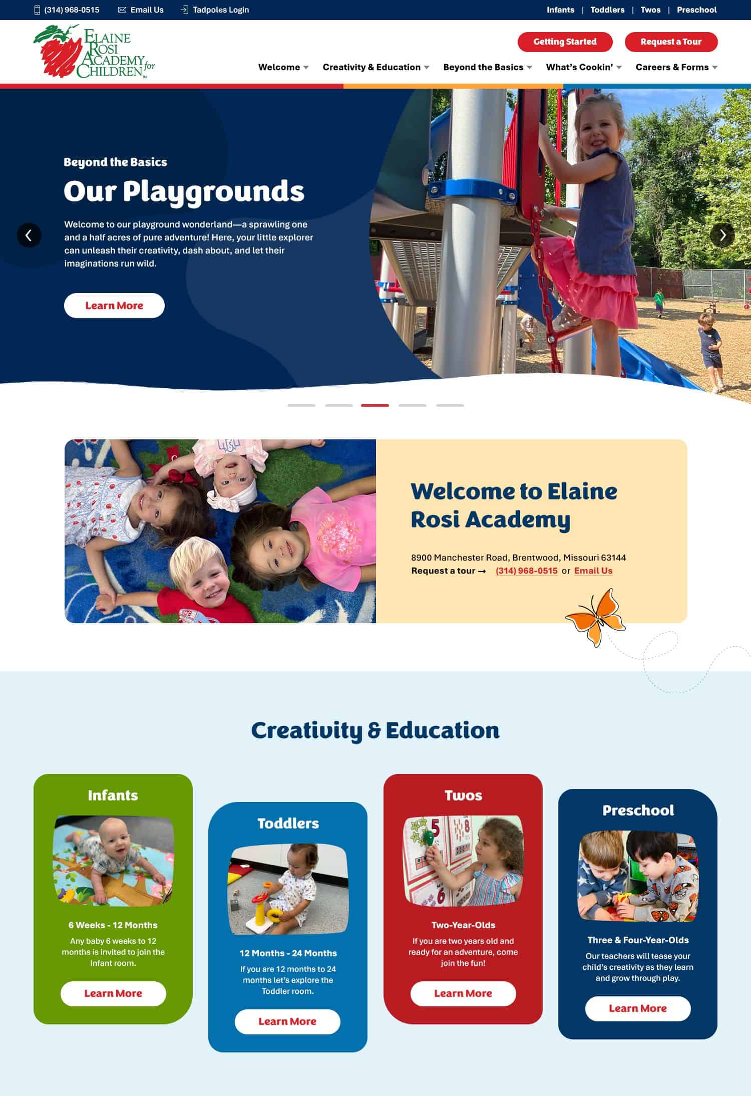 Screenshot of Elaine Rose homepage.